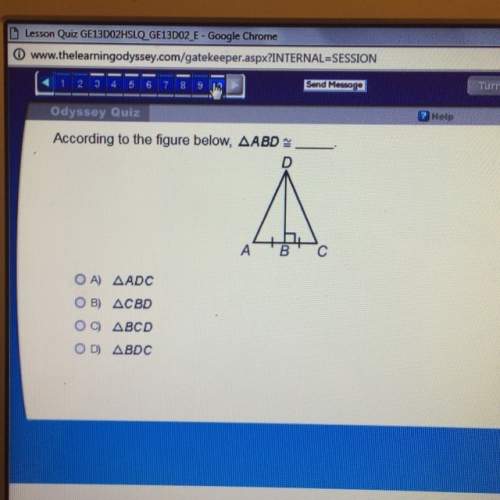 According to the figure below , triangle abd is congruent to __\\