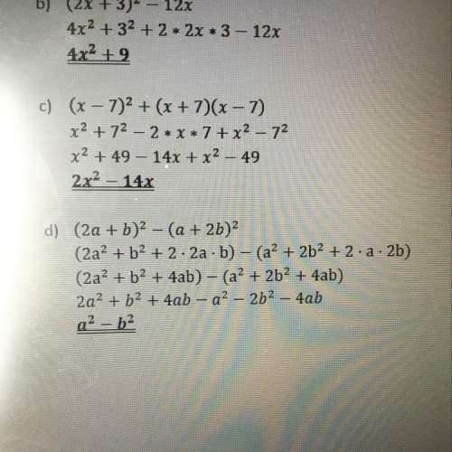 I'm pretty sure d) is supposed to be 3a^2 - 3b^2. where have i gone wrong?