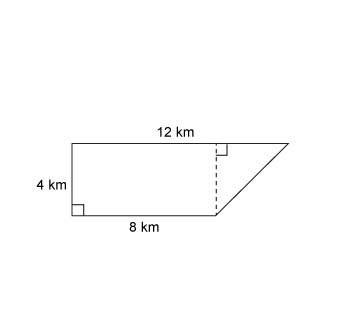 What is the area of the figure?  a. 24 km² b. 32 km