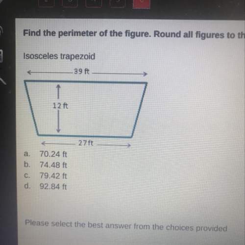 Find the perimeter of the figure. round all figures to the nearest hundredths place. isosceles trape