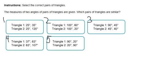 The measures of two angles of pairs of triangles are given. which pairs of triangles are similar?