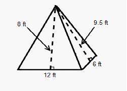 What is the total surface area of this rectangular pyramid?  square feet