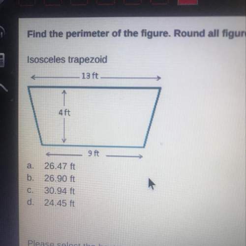 Find the perimeter of the figure. round all figures to the nearest hundredths place. isosceles trape