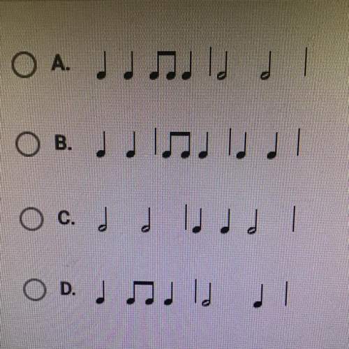 Which of the following examples has three beats in each measure?