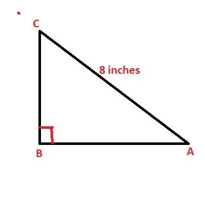 The figure below shows a triangular piece of cloth: triangle abc has angle abc equal to 90 degrees