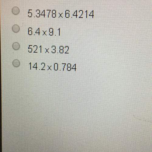 Asap worth 68 points the product of which expression contains four decimal places?