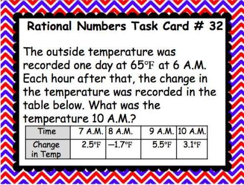 (need asap) the outside temperature was recorded one day at 65ºf at 6 a.m. each hour after that, th