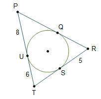 The circle is inscribed in triangle prt. which statements about the figure are tru