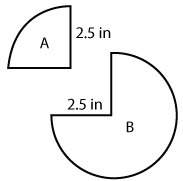 Aportion of a circle is removed resulting in figures a and b. the area of figure a equals one third