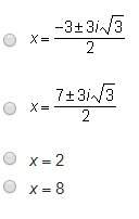 What is the solution of the equation (x – 5)2 + 3(x – 5) + 9 = 0? use u substitution and the quadra