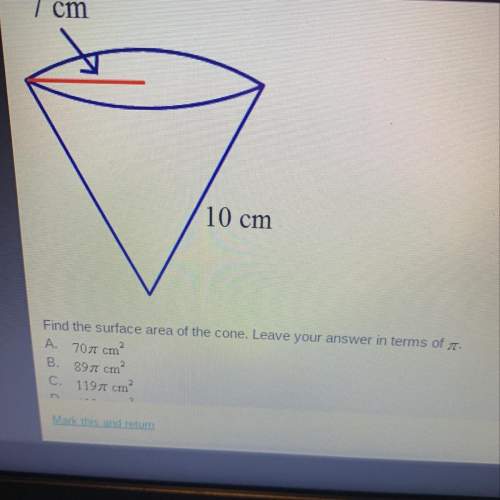 Find the surface area of the cone. leave your answer in terms pi