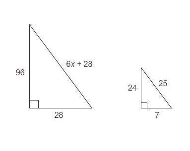 The triangles are similar.  what is the value of x?