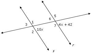 In the figure below, lines r and s are parallel. what is the measure of angle three? explain how yo