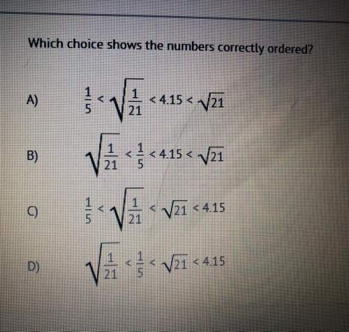 Which choice shows the numbers correctly ordered?  look at the image for the answer cho