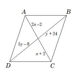 Find values of x and y for which abcd must be a parallelogram. the diagram is not drawn to scale.