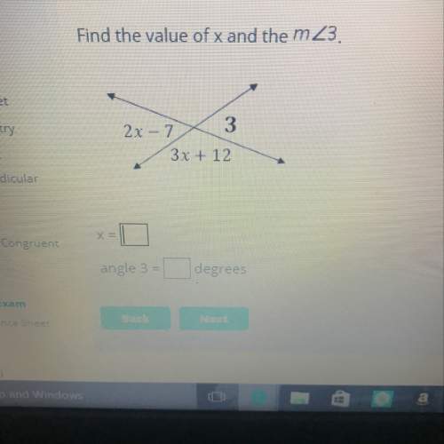 Whats the value of x and the degree for angle 3