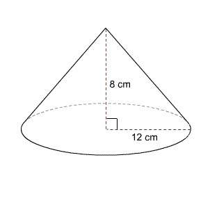 What is the approximate volume of the cone?  use 3.14 for π . a. 1206