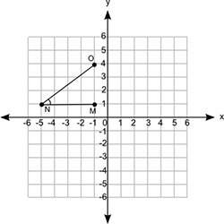 Angle mno is formed by segments mn and no on the coordinate grid. angle mno is rotated 9
