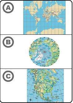 Which of the following answer choices correctly identifies the map projections shown? &lt;