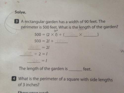 Arectangular garden has a width of 90 feet.the perimeter is 500 feet.what is the length of the garde