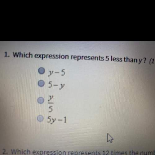 Which expression represents 5 less than y