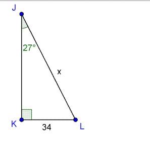 "in △jkl, solve for x. a.) 66.73  b.) 74.89  c.) 15.44  d.) 38.16 "
