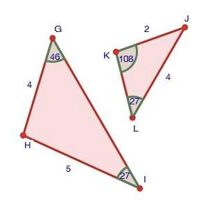 Are the two triangles below similar?  a) yes; they have congruent corresponding angles