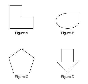 Which figures are polygons?  select each correct answer. figure a