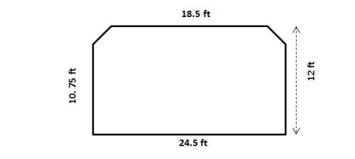 The figure represents the shape of a kitchen floor. what is the area? (round to the nearest hundred