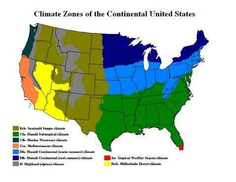 The midwestern united states mainly has which type of climate?  a) desert  b) marine