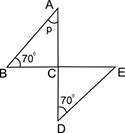 With math !  what is the measure of angle ced?  p over 2, because triangle a