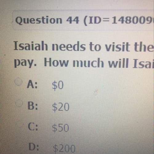Isaiah need to visit the doctor. the cost of the appointment without insurance is $200. isaiah has a