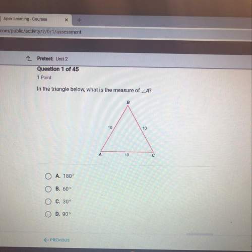 In the triangle below, what is the measure of a?  оа. 180° ос. 30° ор. 90°