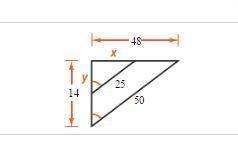 The polygons are similar. find the value of each variable. x= y=