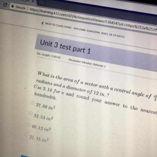 What is the area of a sector with a central angle of (2pi/3) radians and a diameter of 12 in?&lt;