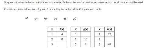 consider exponential functions f, g, and h defined by the tables below. com