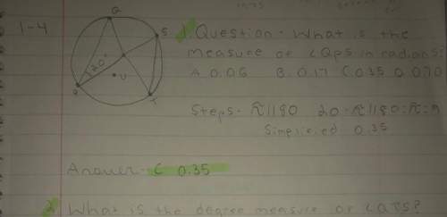 What is the degree of the measure of the minor arc qs? answer choices are a. 10 b. 15 c. 20 d. 40