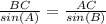 \frac{BC}{sin(A)} = \frac{AC}{sin(B)}