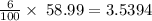 \frac{6}{100}\times \:58.99=3.5394