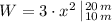 W = 3\cdot x^{2}\left|\limits_{10\,m}^{20\,m}