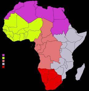 . Locate the four regions of the continent of Africa. Label these regions on your map