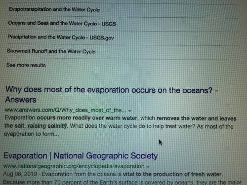Why does most evaporation in the water cycle happen from Earth's oceans? :)