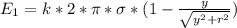 E_{1} =k*2*\pi *\sigma *(1- \frac{y}{\sqrt{y^{2} +r^{2}}})