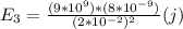 E_{3}=\frac{(9*10^{9} )*(8*10^{-9} )}{(2*10^{-2})^{2} }(j)