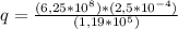 q=\frac{(6,25*10^{8})*(2,5*10^{-4})}{(1,19*10^{5})}