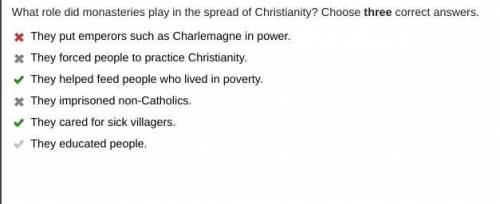 What role did monasteries play in the spread of Christianity? Choose three correct answers.

They pu