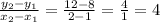 \frac{y_2 - y_1}{x_2 - x_1} = \frac{12 - 8}{2 - 1} = \frac{4}{1} = 4