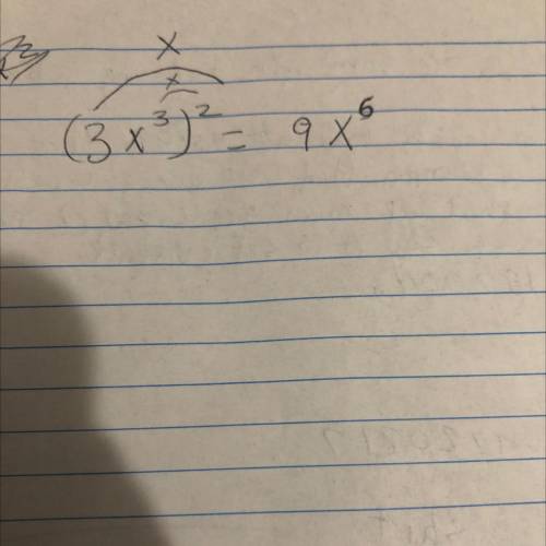 How do i Write (3x^3)^2 without exponents