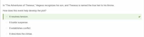 Mythology 2

In The Adventures of Theseus, Aegeus recognizes his son, and Theseus is named the tru