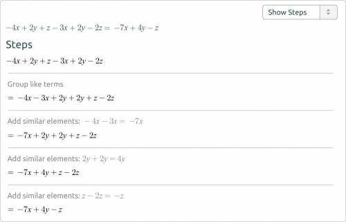 Simplify

−
4
x
+
2
y
+
z
−
3
x
+
2
y
−
2
z